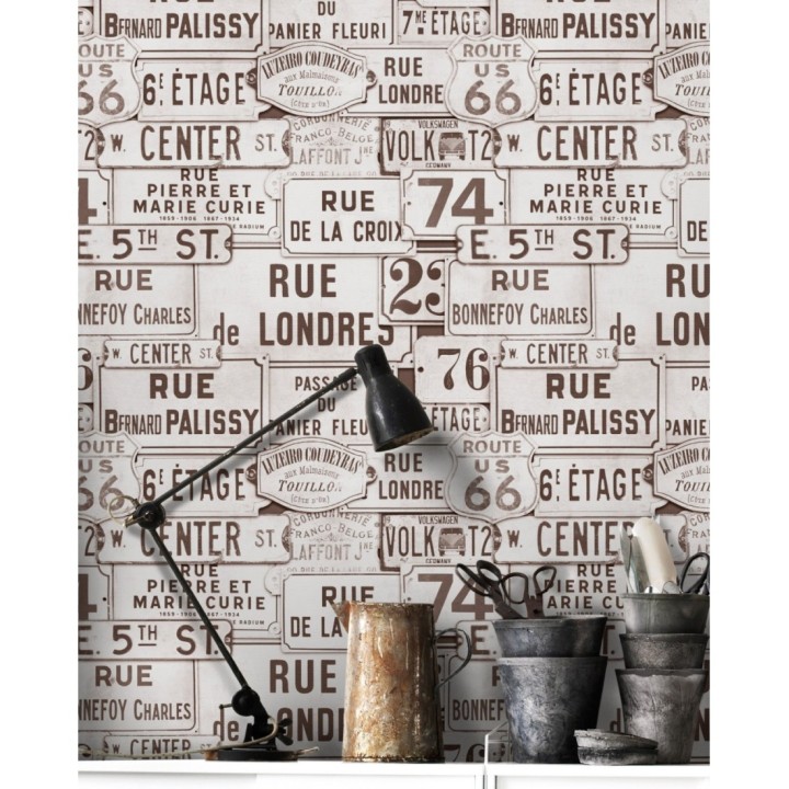 Papel pintado placas de calles de Londres y París vintage - London Calling 127848