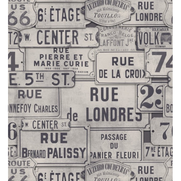 Papel pintado placas de calles de Londres y París vintage - London Calling 127849