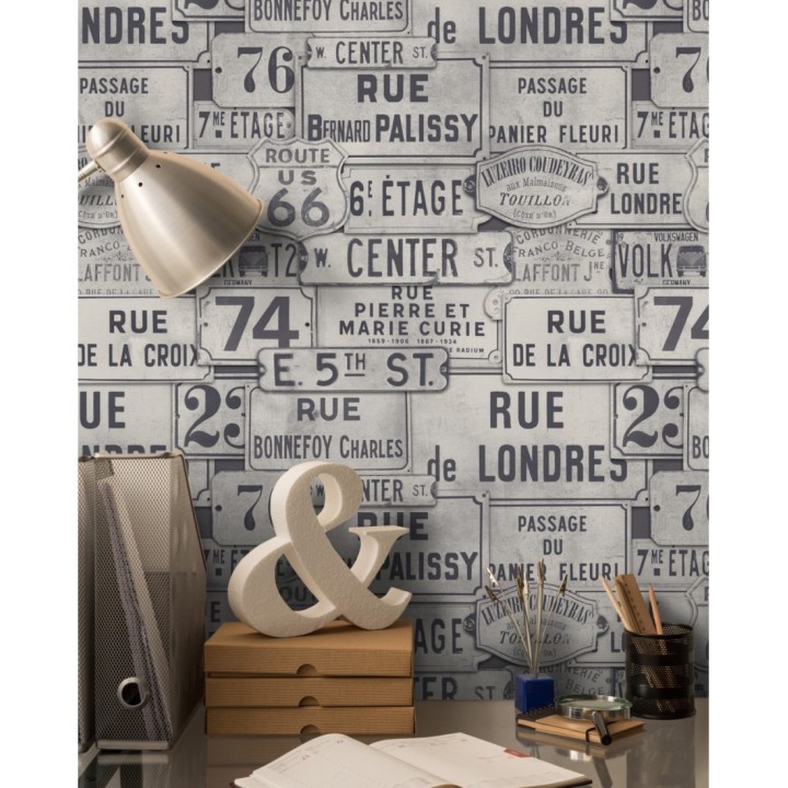 Papel pintado placas de calles de Londres y París vintage - London Calling 127849