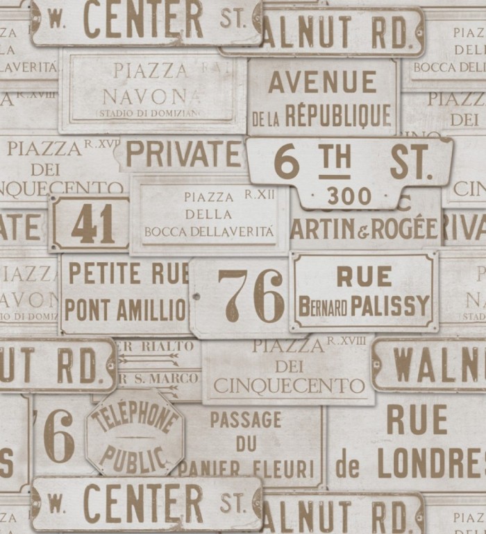 Papel pintado placas de calles de Londres y París vintage - London Calling 127850