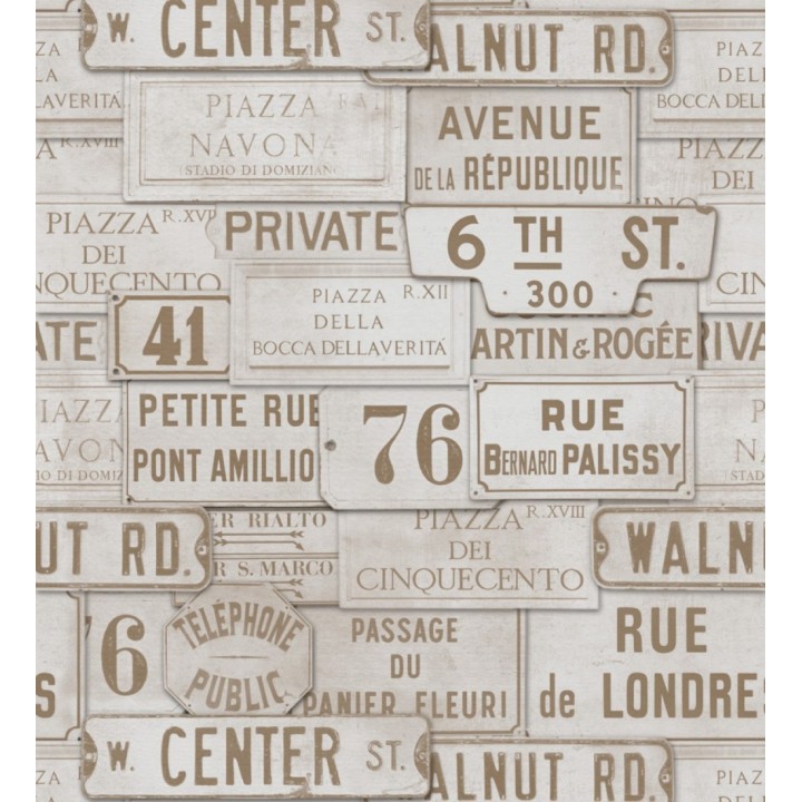 Papel pintado placas de calles de Londres y París vintage - London Calling 127850