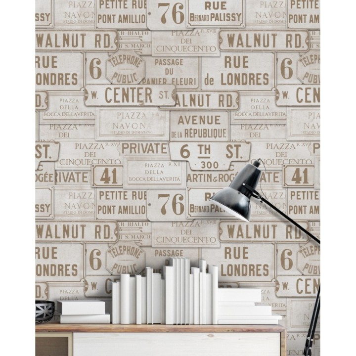 Papel pintado placas de calles de Londres y París vintage - London Calling 127850