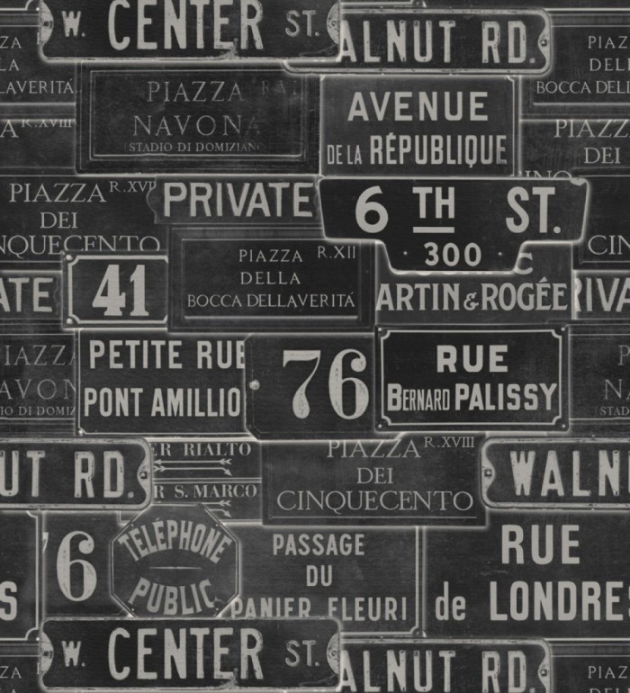 Papel pintado placas de calles de Londres y París vintage - London Calling 127851