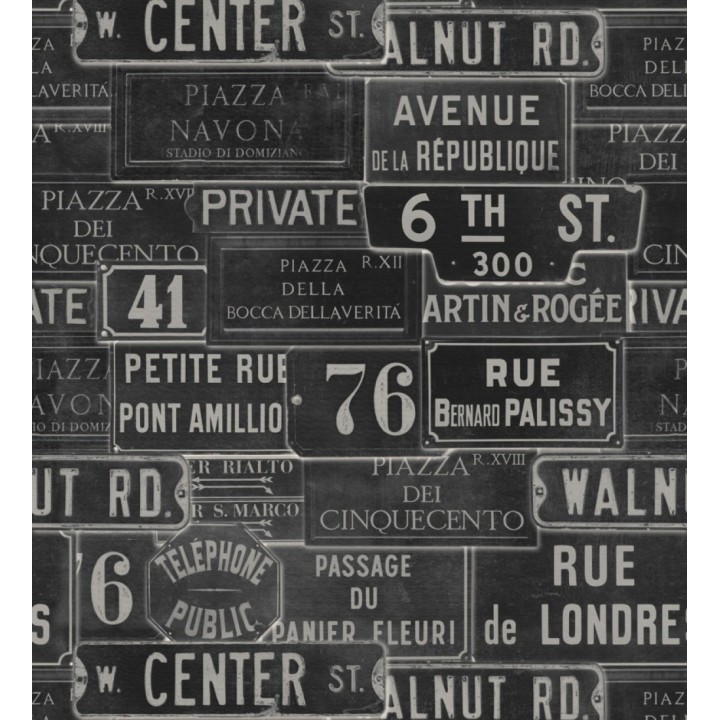 Papel pintado placas de calles de Londres y París vintage - London Calling 127851