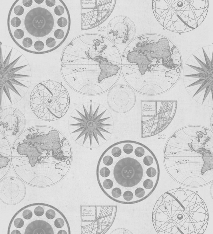 Papel pintado planos vintage de globos terráqueos - Global Choice 127852