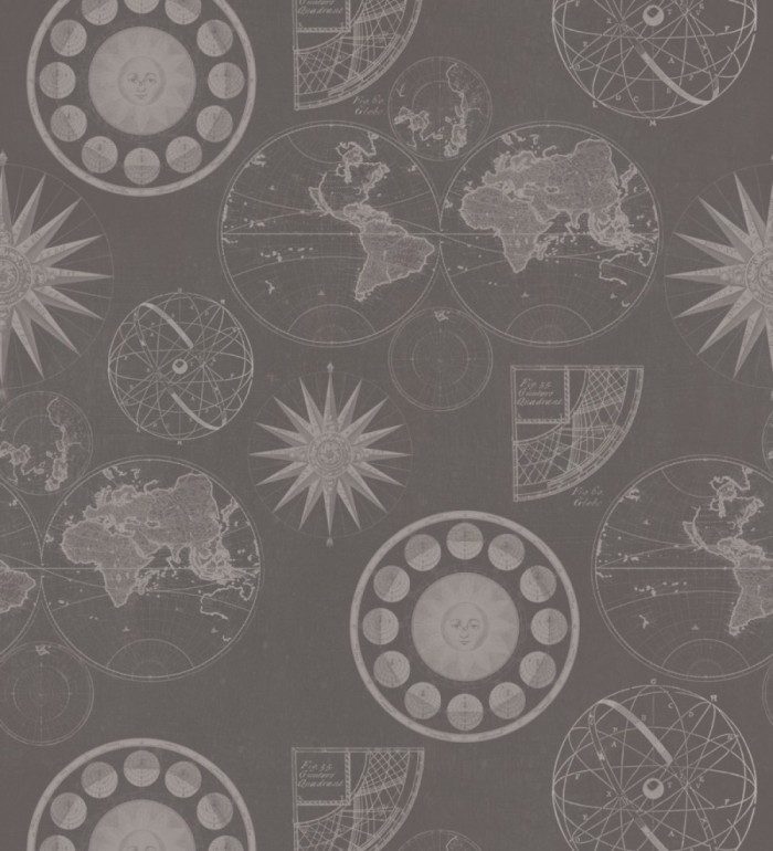 Papel pintado planos vintage de globos terráqueos - Global Choice 127853