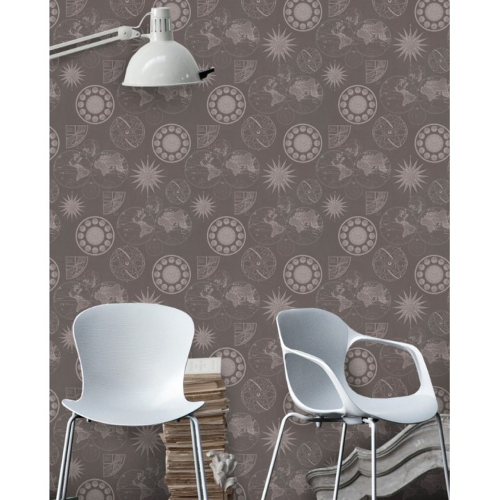 Papel pintado planos vintage de globos terráqueos - Global Choice 127853