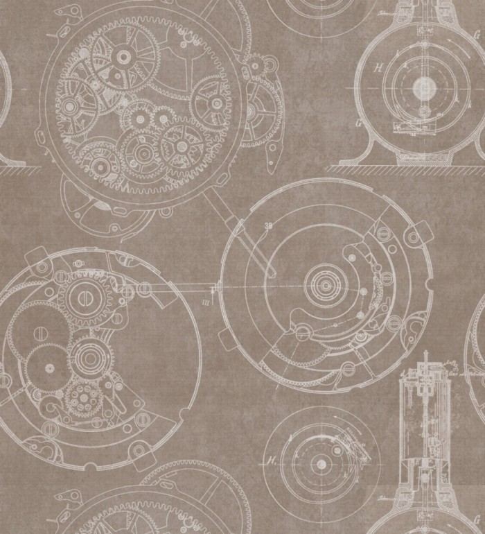 Papel pintado planos engranajes mecánicos estilo vintage - Dalek 127856