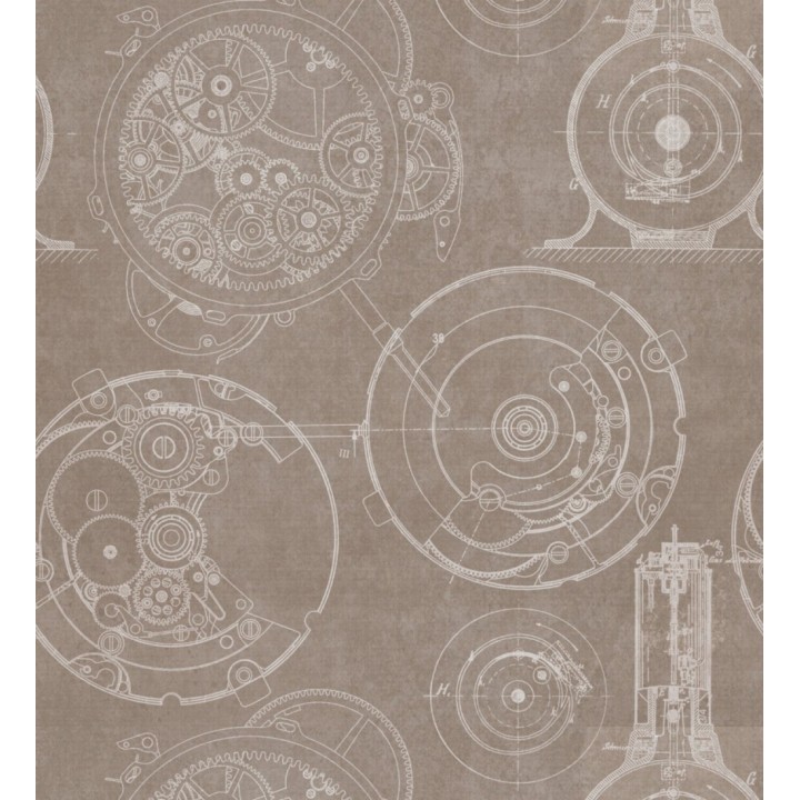 Papel pintado planos engranajes mecánicos estilo vintage - Dalek 127856