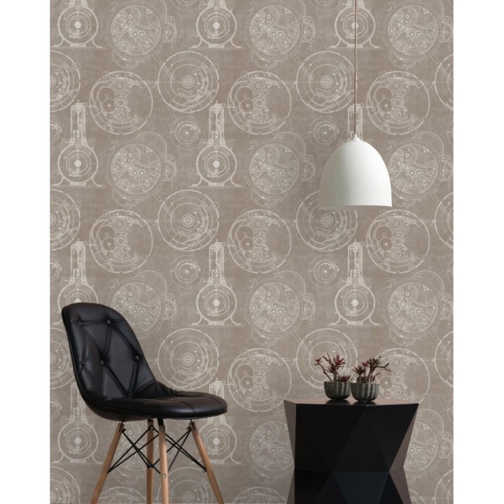 Papel pintado planos engranajes mecánicos estilo vintage - Dalek 127856