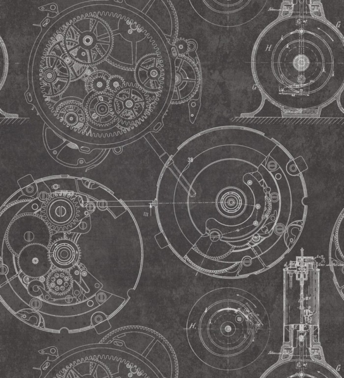 Papel pintado planos engranajes mecánicos estilo vintage - Dalek 127857
