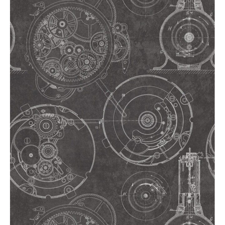 Papel pintado planos engranajes mecánicos estilo vintage - Dalek 127857