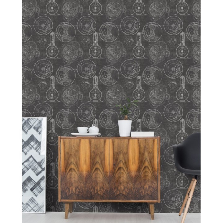 Papel pintado planos engranajes mecánicos estilo vintage - Dalek 127857