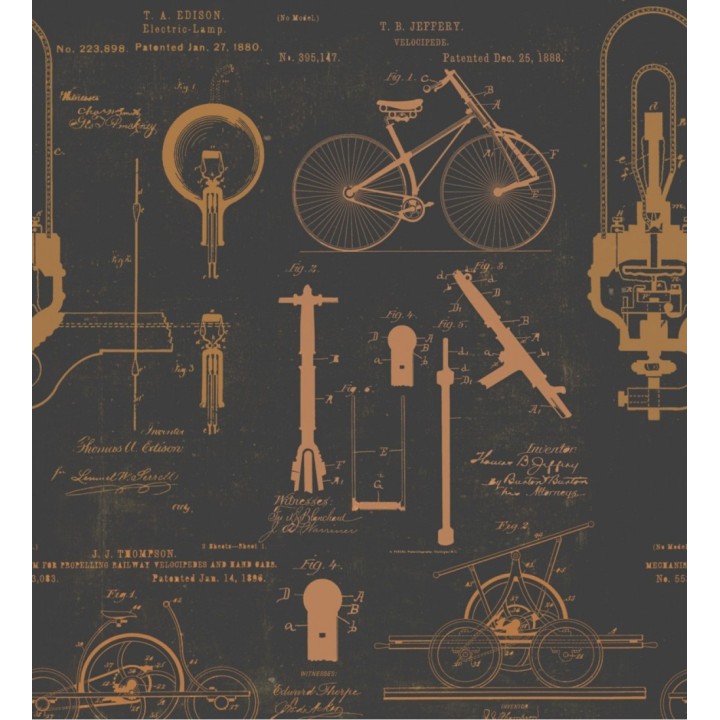 Papel pintado plano mecánico de bicicleta estilo vintage - Ridding Draft 127862