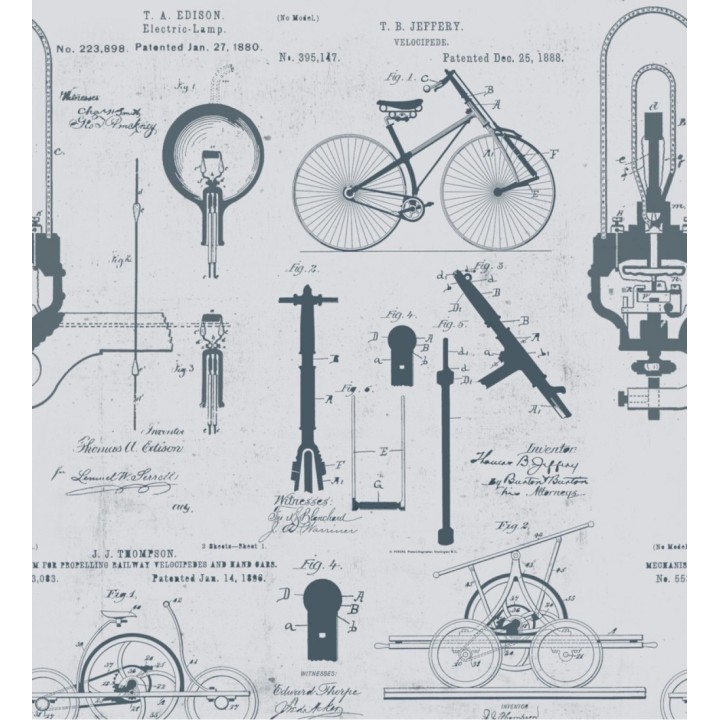 Papel pintado plano mecánico de bicicleta estilo vintage - Ridding Draft 127863