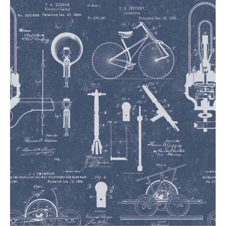 Papel pintado plano mecánico de bicicleta estilo vintage - Ridding Draft 127864