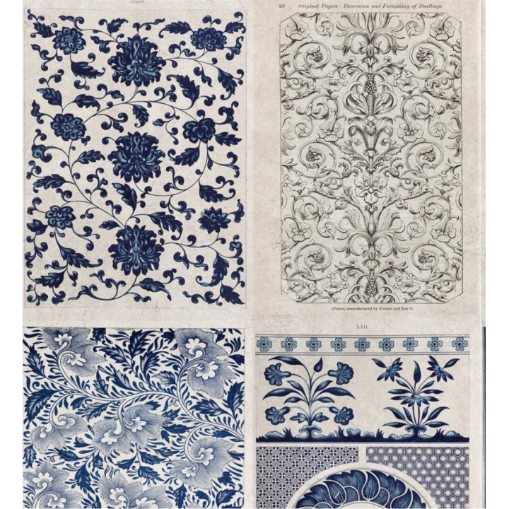 Papel pintado azulejo floral estilo mediterráneo - Cirella Mosaic 127865