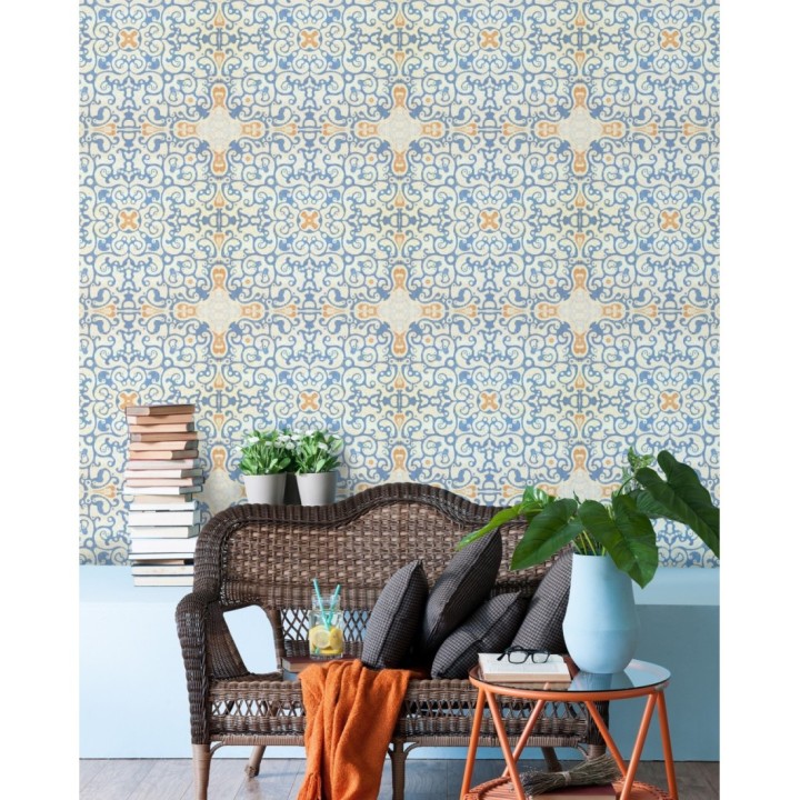 Papel pintado azulejos hidráulicos estilo mediterráneo - Tigla Hall 127867