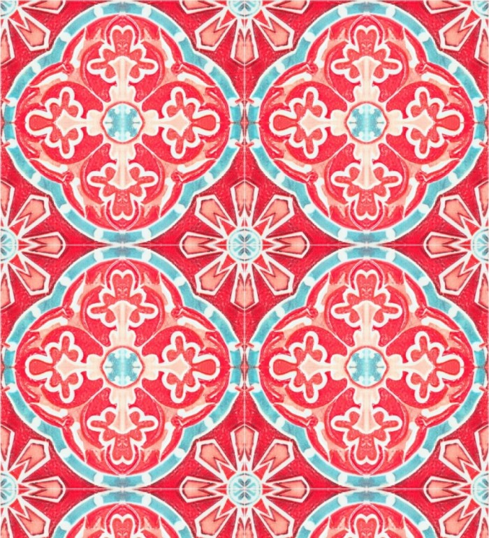 Papel pintado azulejos estilo oriental fondo fucsia - Vilma Dream 127868