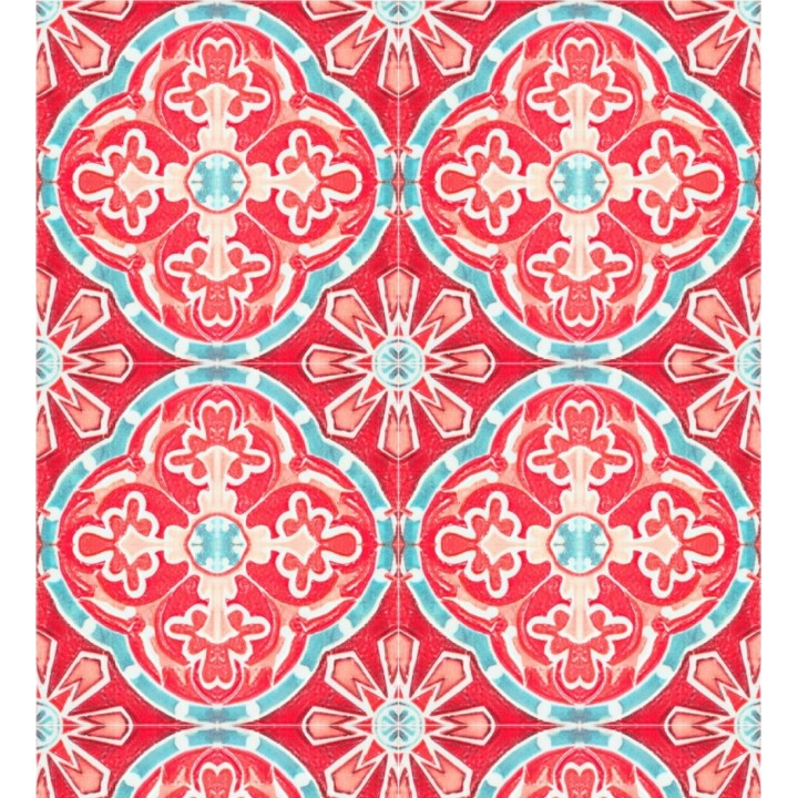 Papel pintado azulejos estilo oriental fondo fucsia - Vilma Dream 127868