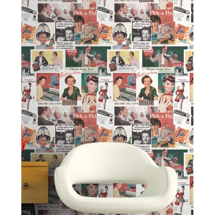 Papel pintado recortes de anuncios publicitarios vintage - I Love 60s 127882