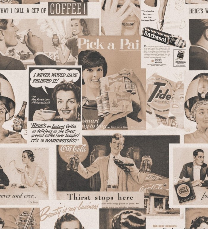 Papel pintado recortes de anuncios publicitarios vintage - I Love 60s 127883