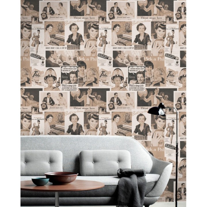 Papel pintado recortes de anuncios publicitarios vintage - I Love 60s 127883