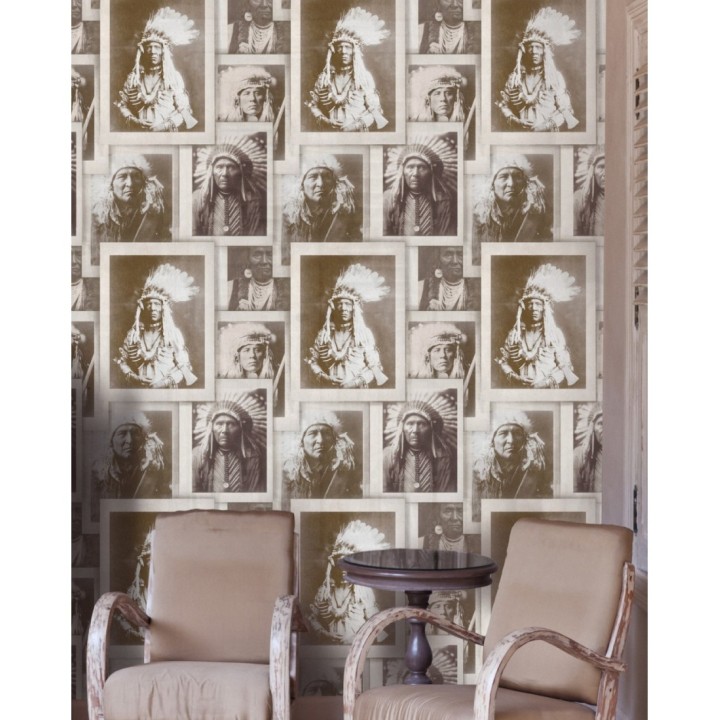 Papel pintado retrato de indios americanos estilo vintage - American Takoda 127884