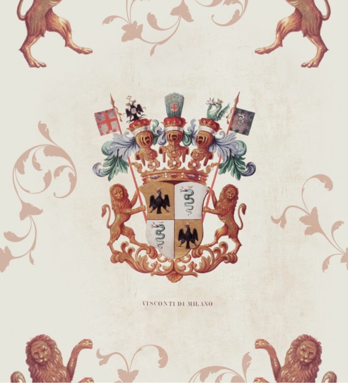 Papel pintado escudos heráldicos estilo vintage - Visconti Scudo 127891