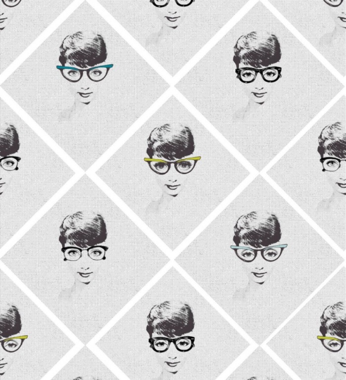 Papel pintado Audrey Herburg con gafas estilo pop - Smart Audrey 127892