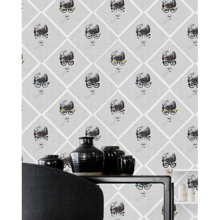 Papel pintado Audrey Herburg con gafas estilo pop - Smart Audrey 127892