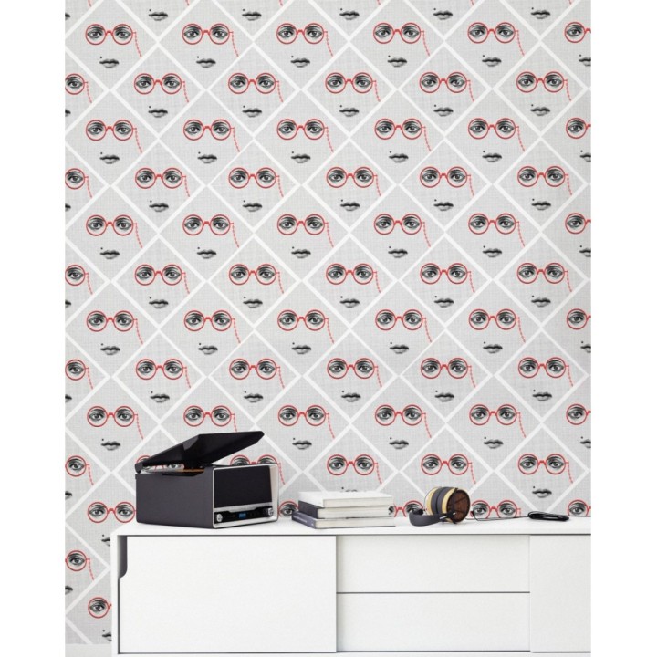 Papel pintado retrato pop chica con gafas rojas - Pop Glasses 127893