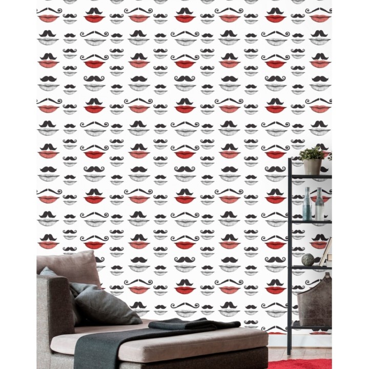Papel pintado labios y bigotes - Him Or Hers 127897