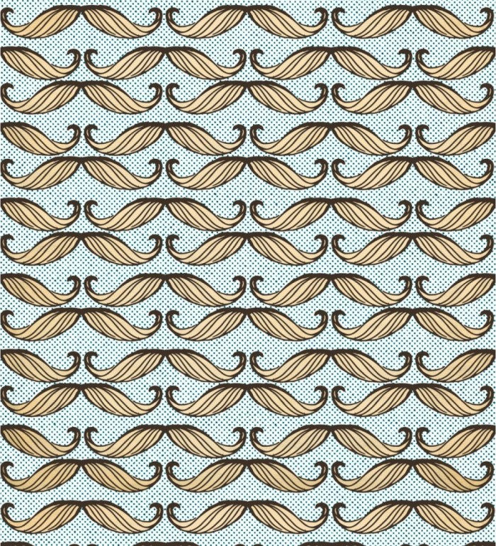 Papel pintado bigotes antiguos fondo celeste - Moustache Hall 127901