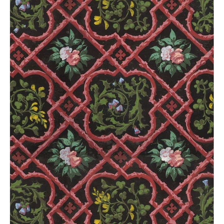 Papel pintado celosías ornamentales con flores - Zora Bloom 127918