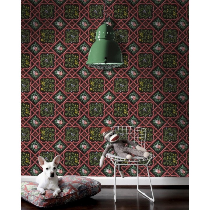 Papel pintado celosías ornamentales con flores - Zora Bloom 127918