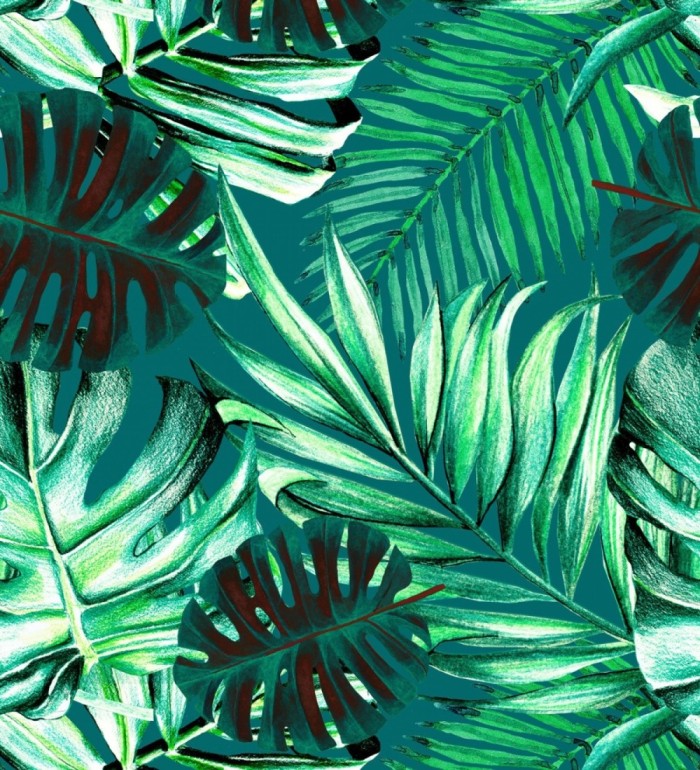 Papel pintado hojas grandes de palmera estilo tropical - Summer Palms 127921