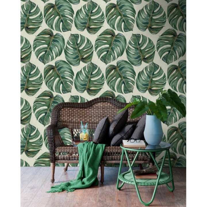 Papel pintado hojas de montsera estilo tropical - Prince Palms 127922