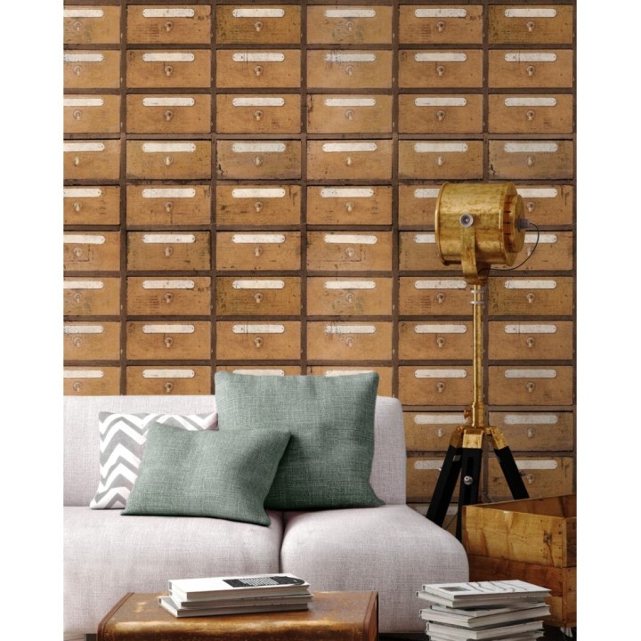 Papel pintado cajetines de archivos de madera - Fara Dulap 127923