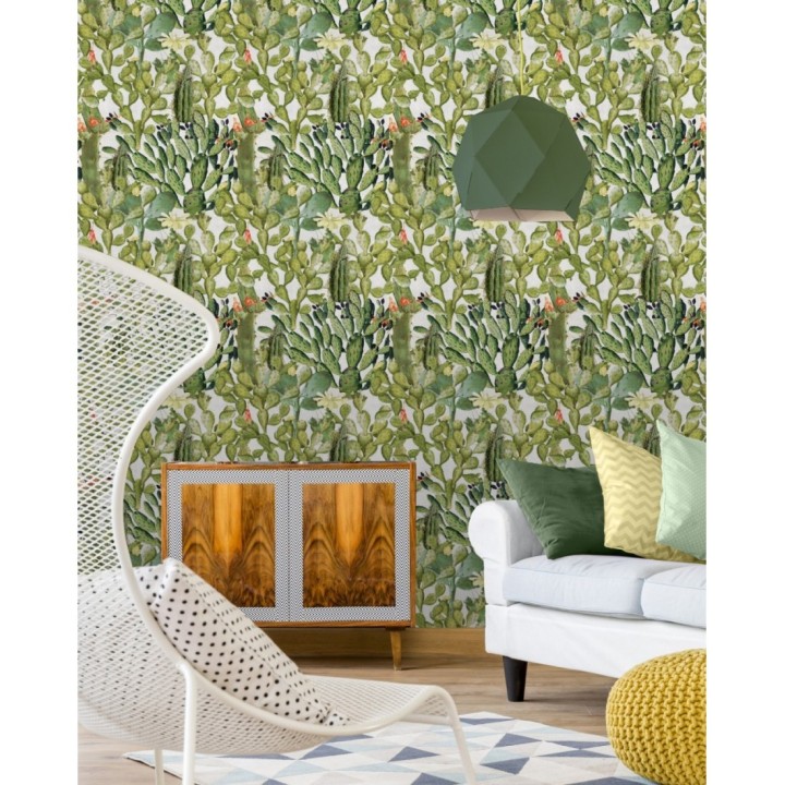 Papel pintado cactus fondo blanco - Spike Bloom 127937