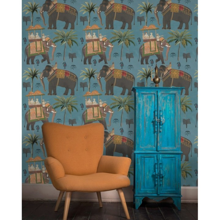Papel pintado elefantes engalanados estilo oriental - Shaila Trip 127941