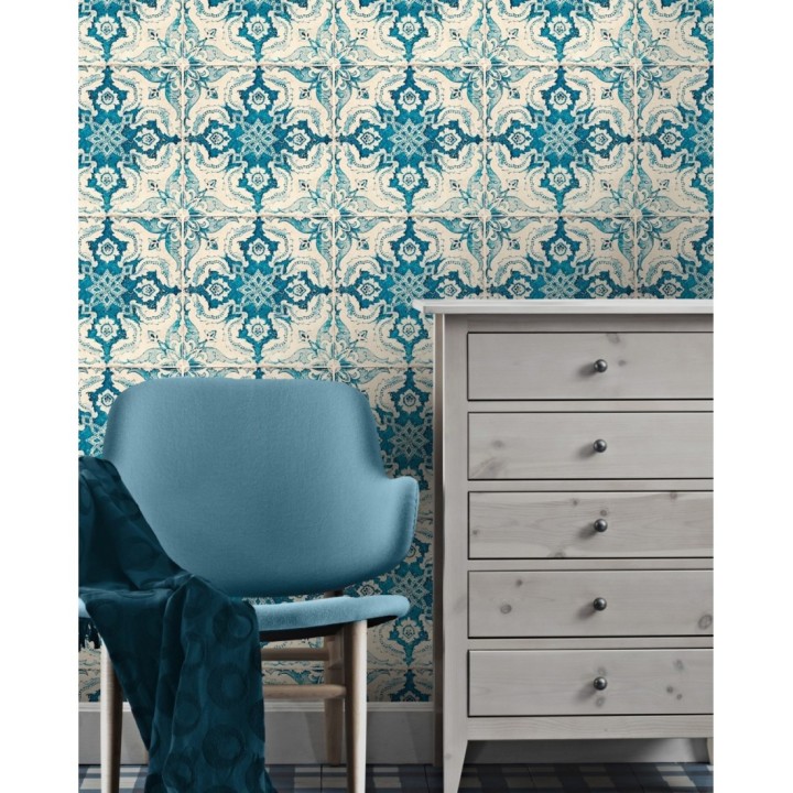 Papel pintado azulejos estilo portugués - Coimbra Mosaic 127951