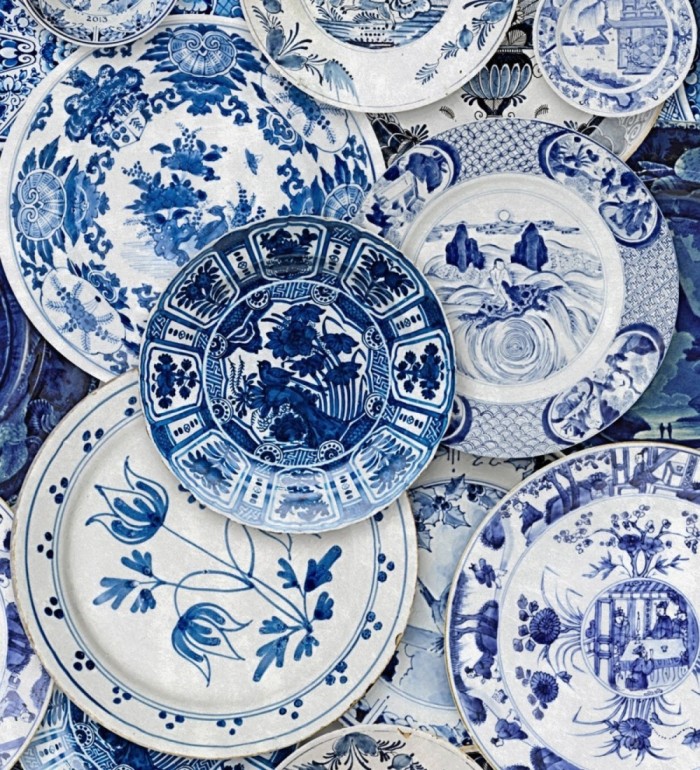 Papel pintado platos de porcelana estilo mediterráneo - Special Vesela 127958