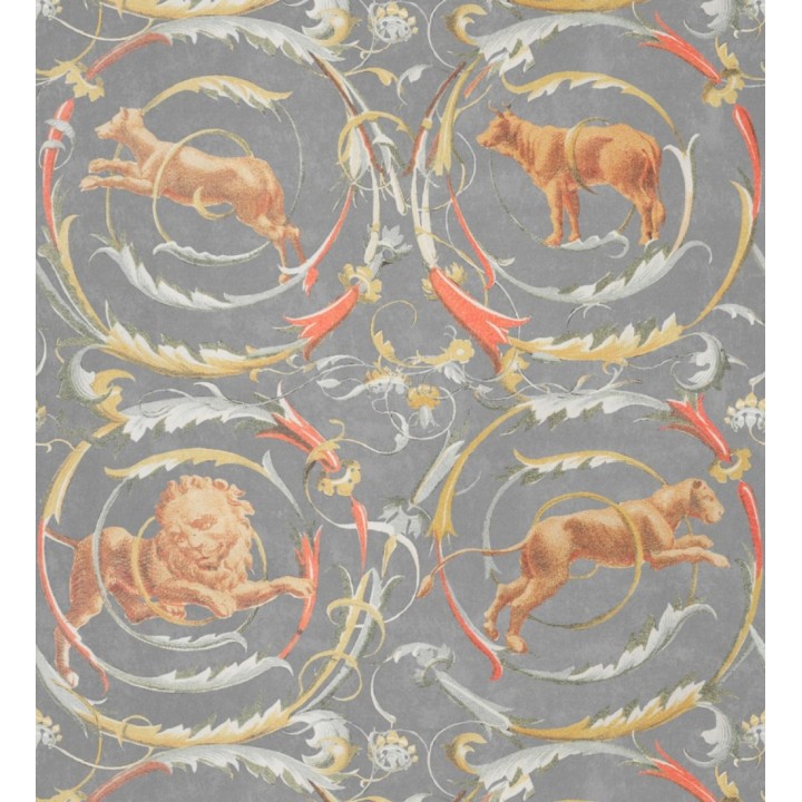 Papel pintado animales mitológicos entre volutas de flores - Leu Vieti 127967