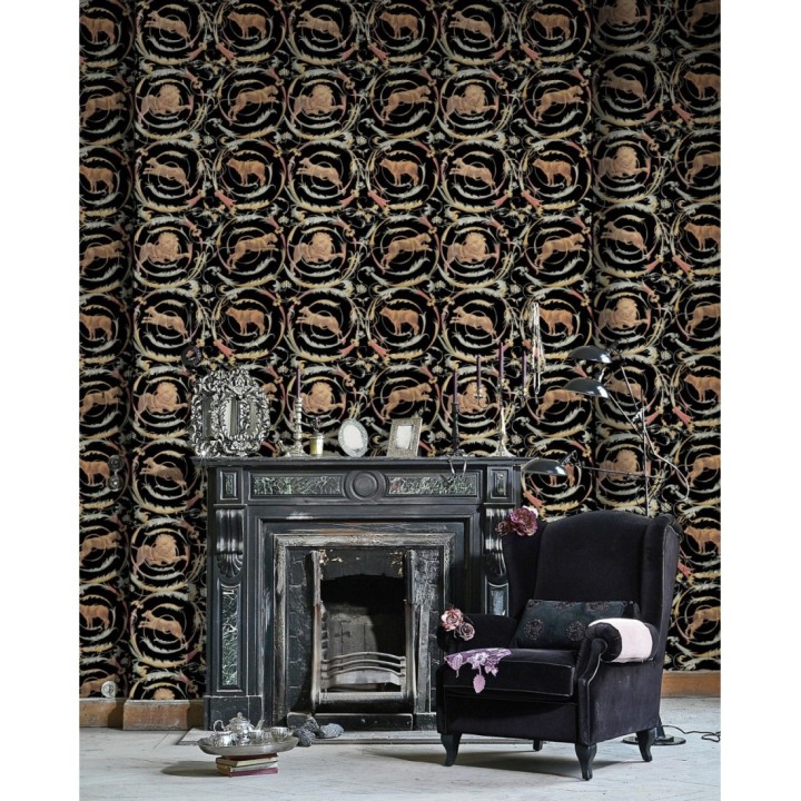 Papel pintado animales mitológicos entre volutas de flores - Leu Vieti 127968