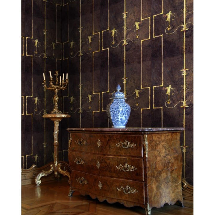 Papel pintado de candelabros fondo oscuro - Lyon Birds 127971