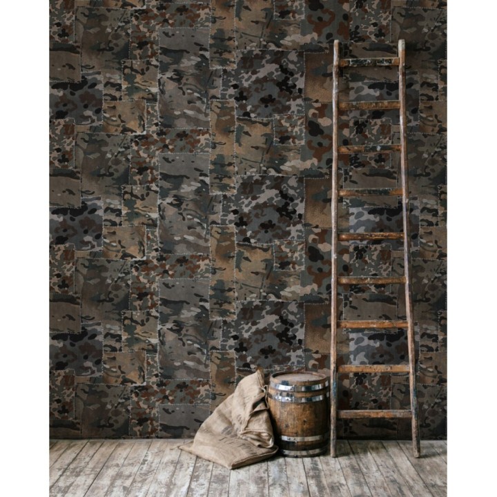 Papel pintado patchwork tela camuflaje - War Resturi 127973