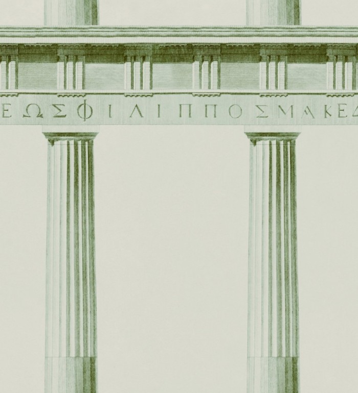 Papel pintado columnas del Partenón griego tonos verdes - Juno House 127985