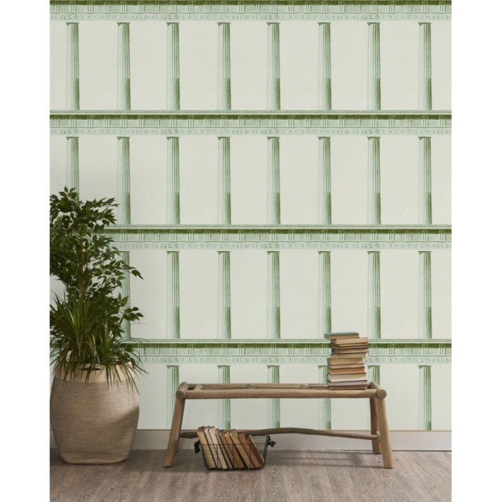 Papel pintado columnas del Partenón griego tonos verdes - Juno House 127985
