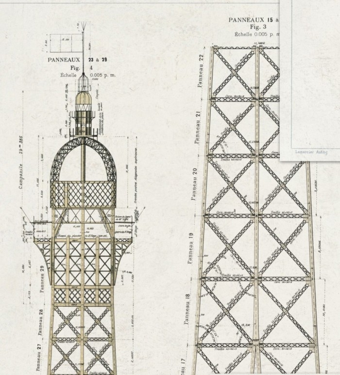 Papel pintado plano arquitectónico torre de hierro fondo claro - Last Frontier 127988